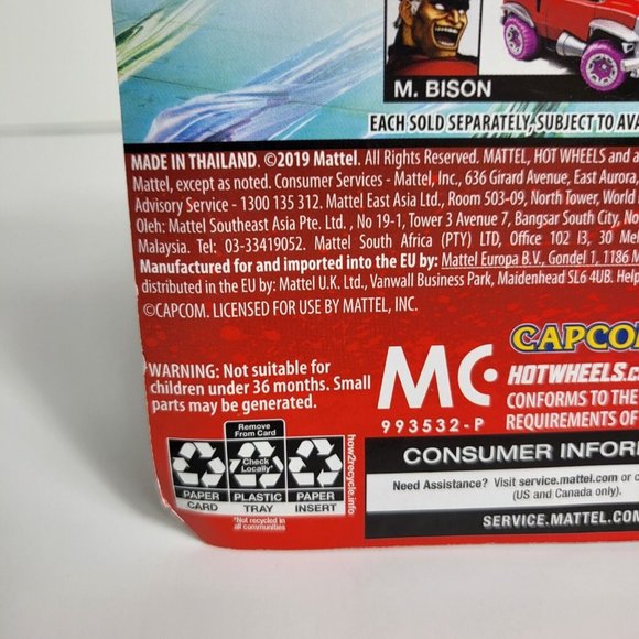 Hot Wheels Street Fighters V Character Car RYU 1/5 Capcom Mattel White Red New - Picture 13 of 16